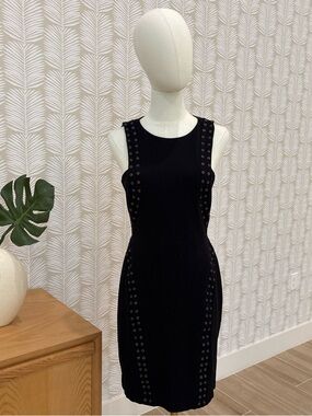 BCBGMaxAzria Black Eyelet-Detail Sleeveless Mini Dress